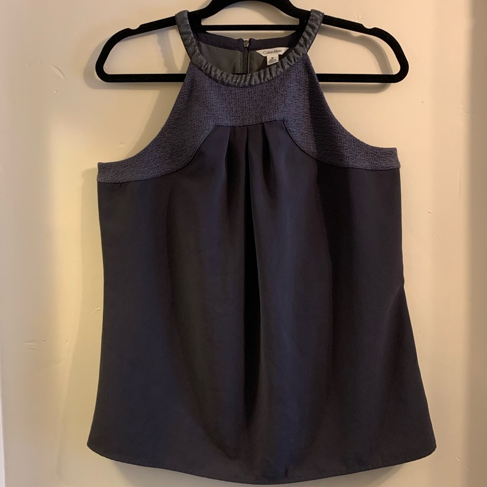 Calvin Klein Navy Blue Halter Neck Blouse